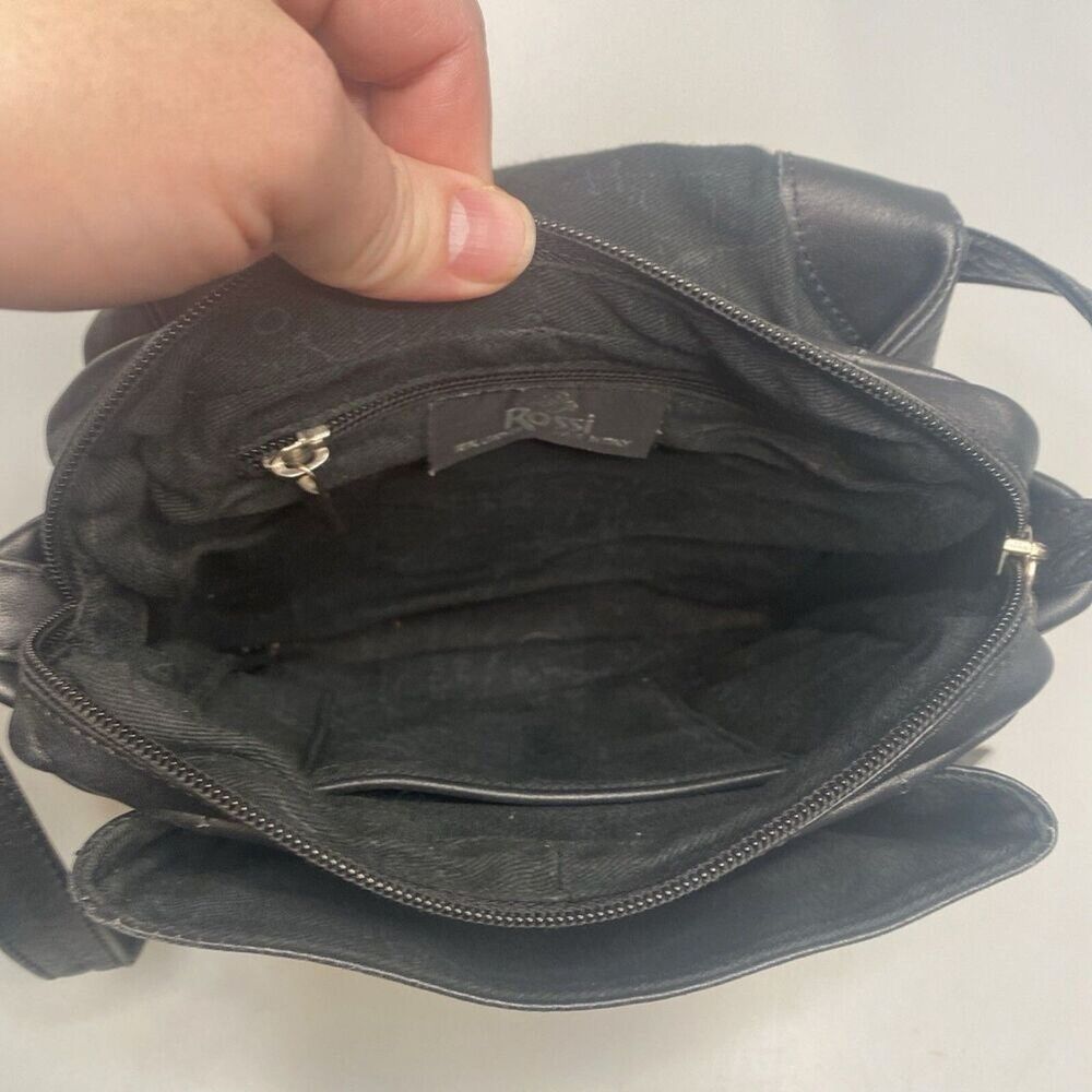 Bruno Rossi Black Italian Leather Crossbody Bag | 7x9x6” | Made in Italy | EUC - Picture 6 of 16